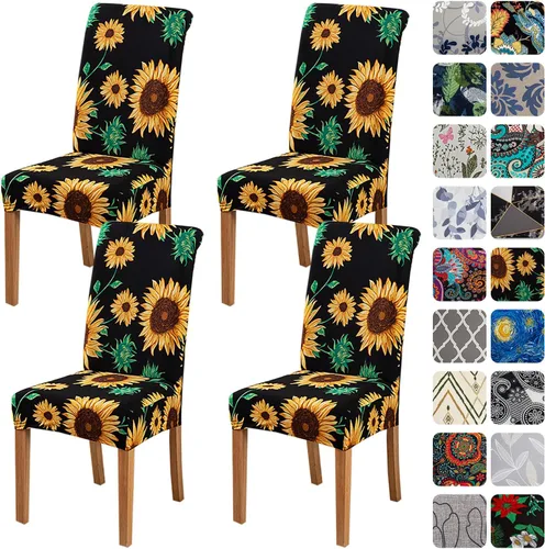 Vista 57 de HZDHCLH Juego de 4 fundas para sillas de comedor color burdeos, fundas elásticas de elastano para sillas Parsons, paquete de 4, fundas de asiento