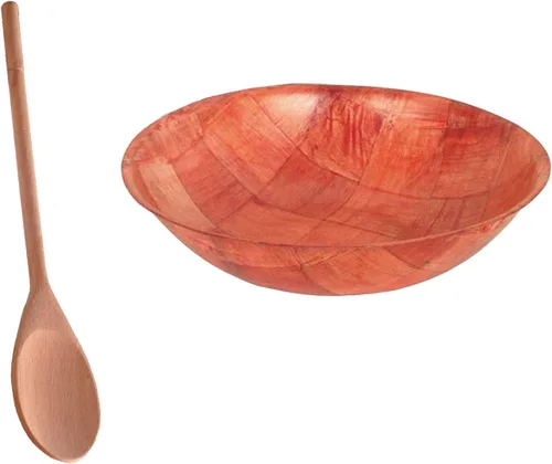 Vista 12 de Tiger Chef Cuencos de ensalada de madera tejida de 20 pulgadas. Juego de 3 cuencos con cuchara de ensalada gratis. Cuencos de ensalada de palomitas