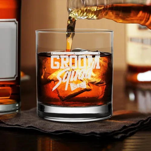 Vista 6 de Pajarita de escuadrón del novio de cristal de whisky - Regalo para padrinos de boda despedida de soltero