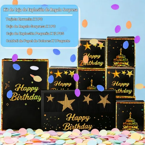 Vista 7 de BABORUI Caja de dinero de cumpleaños para efectivo, caja de explosión sorpresa de feliz cumpleaños con confeti, caja de regalo explosiva