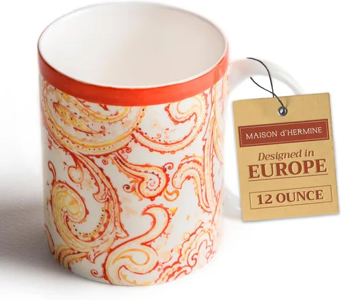 Vista 119 de Maison d' Hermine Taza de café con asas, tazas de porcelana fina de hueso, paquete de una taza de té para bebidas calientes, capuchino, latte