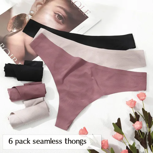 Vista 5 de LEVAO Tangas sin costuras para mujer ropa interior atrevida elástica tanga sexy paquete de 47