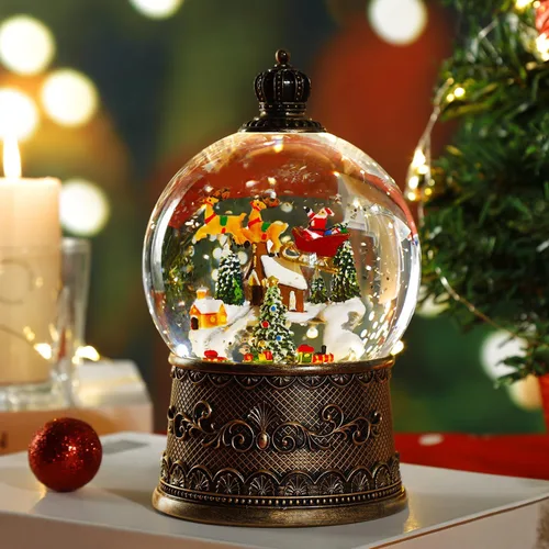 Vista 9 de Linterna de globo de nieve de Navidad, linterna de Navidad con música de 8 temas navideños, regalos de globo de nieve de Navidad con agua