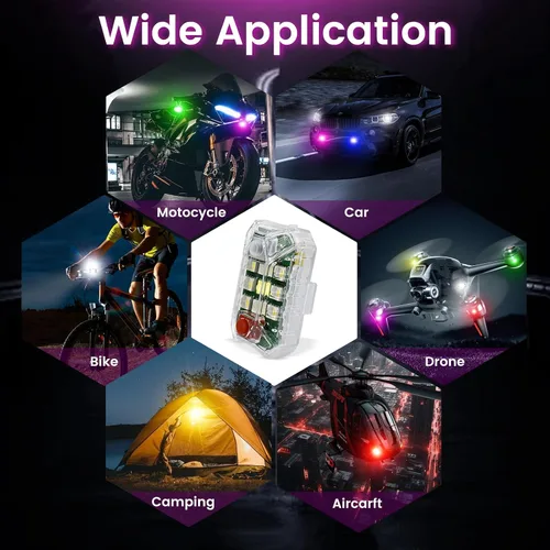Vista 14 de 4 luces estroboscópicas LED inalámbricas mejoradas con control remoto, luces de advertencia de emergencia recargables por USB, luces LED