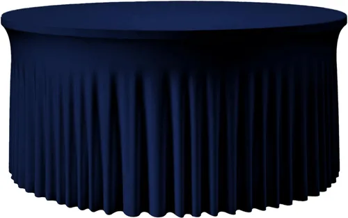 Vista 20 de Mantel redondo de 60 pulgadas en negro para mesas de 5 pies, funda de mesa ajustada de elastano con borde elástico y falda, lavable, sin arrugas