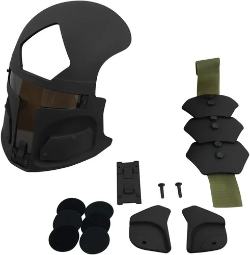Vista 2 de militaryharbor LT R500 Desert Raider Bounty Hunter - Máscara táctica para casco rápido (solo máscara), color negro