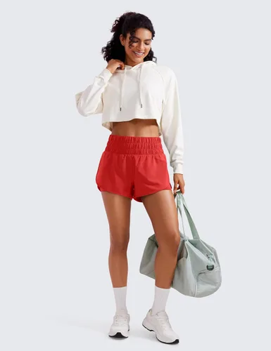 Vista 3 de CRZ YOGA Pantalones cortos de correr de cintura alta para mujer de 3 pulgadas, transpirables, para atletismo, tenis, gimnasio, entrenamiento