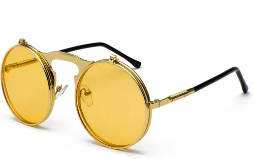 Vista 2 de COASION Gafas de sol redondas vintage para hombres y mujeres, jóvenes, círculo, steampunk, disfraz