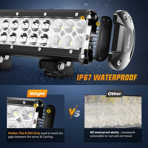 Vista 11 de Nilight barra de luces LED, 2 piezas, 12 pulgadas, 72W, combo luces LED tipo foco y reflector, faros de conducción fuera de carretera, luces