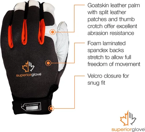 Vista 3 de Guantes de cuero mecánico - Equipo de embrague de protección de mano resistente (1 par) MXGCE