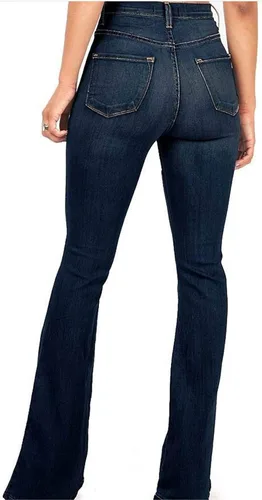 Vista 2 de Andongnywell - Pantalones de mezclilla de tiro alto para mujer adelgazantes pierna ancha elásticos de mezclilla acampanados pantalones de mezclilla