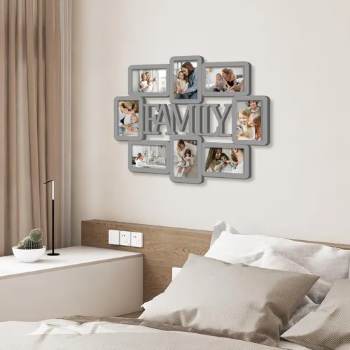 Vista 4 de Jerry & Maggie Marco de fotos familiar de 8 aperturas de 4 x 6 marcos para decoración de pared familiar, marcos de fotos de PVC para galería