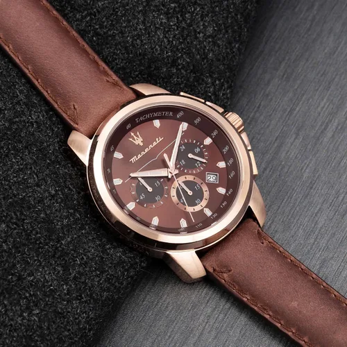 Vista 6 de Maserati R8871621004 Successo Reloj analógico de cuarzo marrón para hombre, Marrón oscuro, Moderno