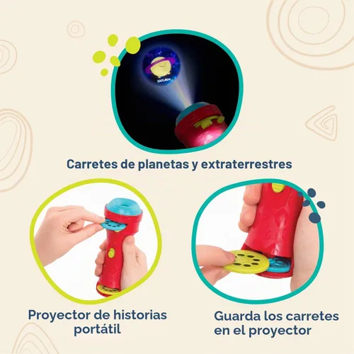 Vista 4 de B. toys Light Me to The Moon - Linterna con 2 carretes de imagen