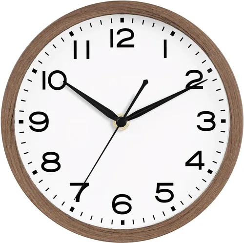 Vista 13 de AKCISOT - Reloj de pared de 8 pulgadas, silencioso, funciona con pilas, color negro