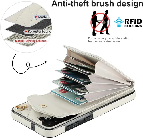 Vista 4 de Asuwish Funda de teléfono para Samsung Galaxy S23 5G con protector de pantalla de vidrio templado y correa para la muñeca con bloqueo RFID