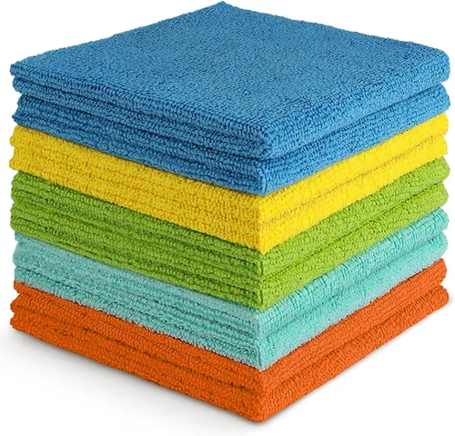 Vista 17 de AIDEA Microfiber Cleaning Cloth Blue-50PK, Soft Absorbent Shop Rags, Microfiber Towels for Cars, Kitchen Towels, Dusting Cloth for Home, Window