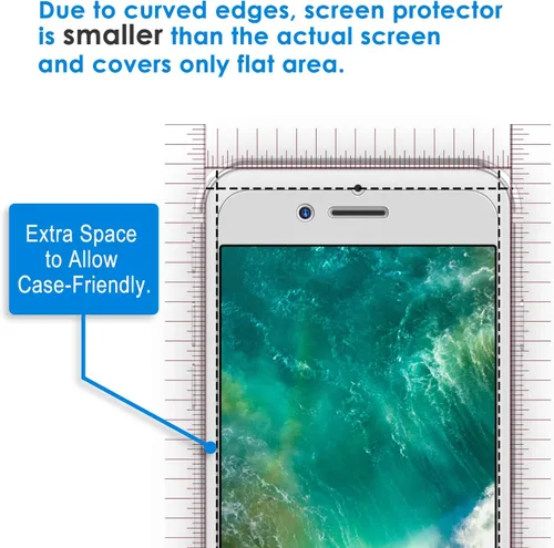 Vista 3 de JETech Protector de pantalla para iPhone 8 Plus y iPhone 7 Plus, 5.5 pulgadas, película de vidrio templado, paquete de 3