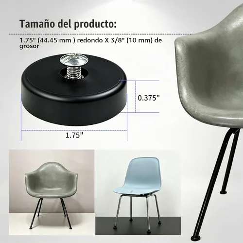 Vista 3 de Soporte de choque compatible con almohadillas de goma para silla Eames