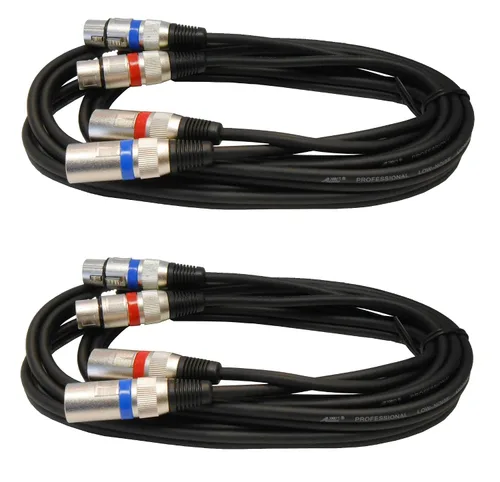 Vista 2 de Audio2000'S ADC203G2 - Paquete de dos cables de audio equilibrados XLR macho a XLR hembra equilibrados de audio/parche/grabación/escenario