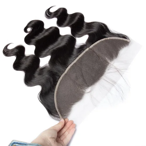 Vista 4 de Lemoda - Extensiones de cabello con cuerpo ondulado frontal 13x4, de encaje transparente HD, cierre frontal de encaje de cabello humano brasileño