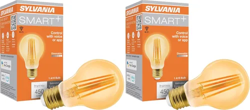 Vista 10 de Sylvania WiFi LED Smart ST19 RGBW - Bombilla de filamento de color y acabado ámbar, 7 W eficiente, para Alexa/Google Assistant, 2000 K, no requiere