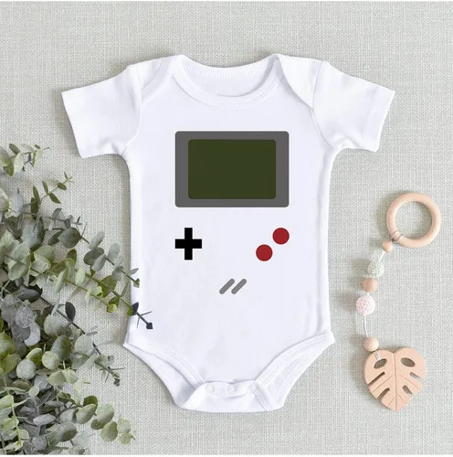 Vista 5 de Juego Boy Divertido Adorable Bebé Ducha Gamer Mono Mono