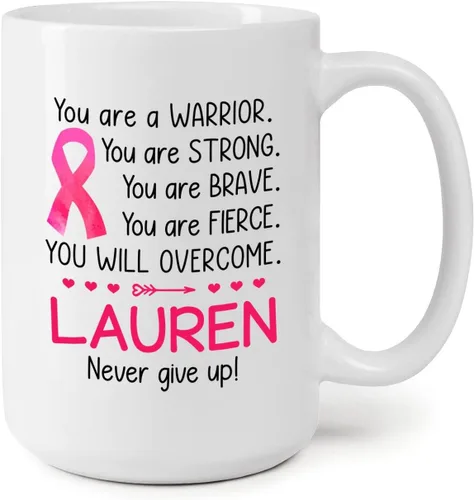 Vista 15 de Taza personalizada para sobrevivientes de cáncer, taza de cáncer de mama, taza de cinta rosa, regalo para sobreviviente de cáncer de mama, taza