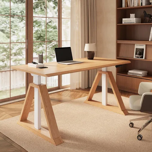 Vista 11 de FLEXISPOT Escritorio ejecutivo de pie en forma de L de 55 x 48 pulgadas con Cereza