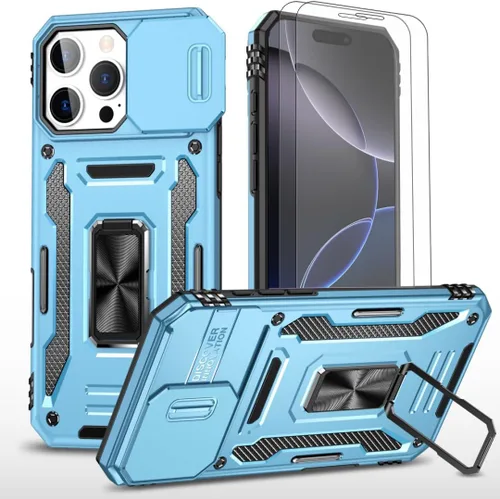 Vista 45 de Funda para iPhone 12 Pro Max con 2 protectores de pantalla, cubierta deslizante integrada para cámara para 12Pro Max, funda para teléfono