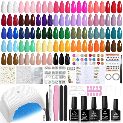 Vista 16 de Beetles - Kit de esmalte de uñas de gel con luz UV, 20 colores, juego de 31