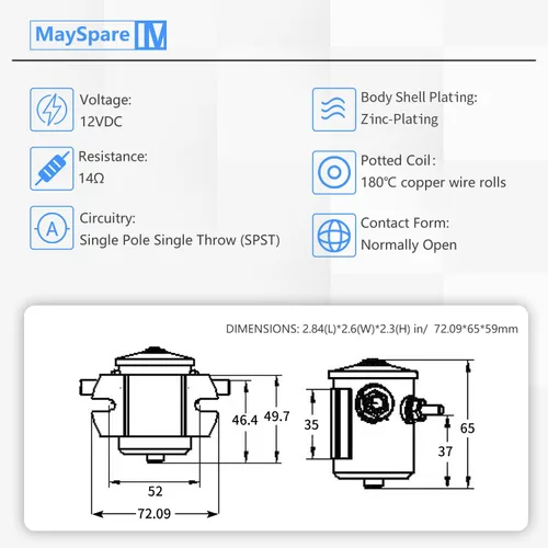 Vista 2 de MaySpare Max Transitorio 200A Trombetta 12V Solenoide Relé 3 Terminal Heavy Duty Winch Marine 24106 SPST 12 Voltios Solenoide