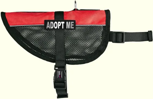 Vista 25 de Dogline MaxAire - Chaleco de malla para perros de 13 a 16 pulgadas y 2 parches extraíbles Adopt Me, talla S, color negro