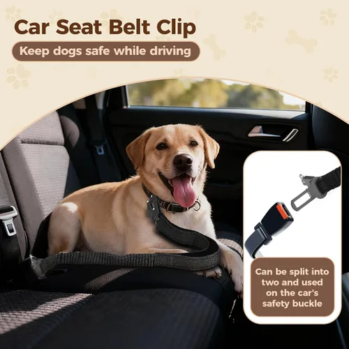 Vista 5 de Correa táctica desmontable y resistente para perro, correa elástica de absorción de golpes de 9.7 pies con mango acolchado, clip de metal