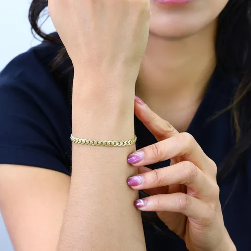 Vista 7 de Nuragold Pulsera de eslabones cubanos Miami de oro amarillo real de 10 quilates, 0.197 in, joyería italiana para hombres y mujeres