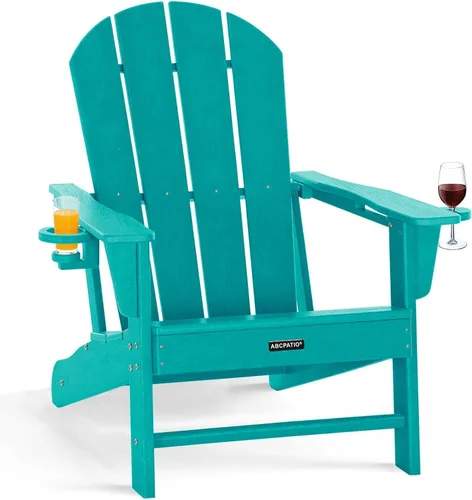Vista 23 de Sillas Adirondack plegables – Silla Adirondack de plástico con soporte para tazas, sillas para exteriores resistentes a la intemperie