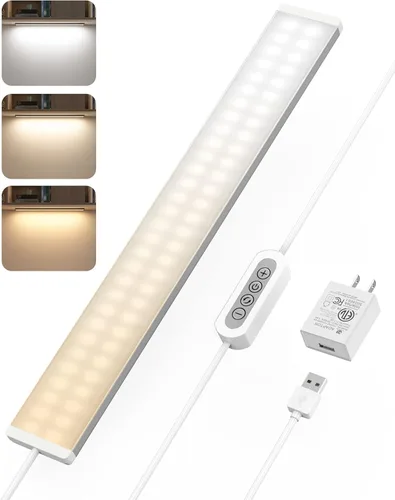 Vista 12 de ASOKO Iluminación LED regulable con sensor de movimiento, 14.5 pulgadas, enchufe USB para debajo del escritorio, con 3 cambios