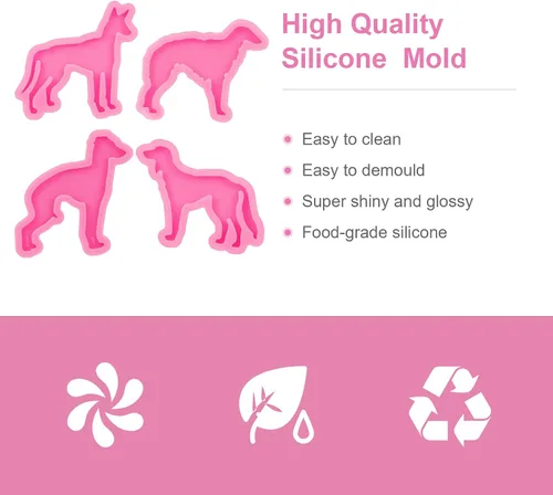 Vista 4 de Kit de 44 moldes de resina epoxi – 4 moldes de silicona con diferentes formas de perro con accesorios, moldes de fundición de resina epoxi, moldes