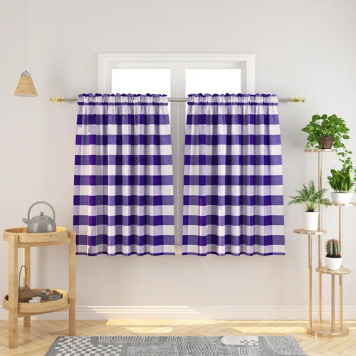 Vista 123 de Cenefas de cortina para ventana de 16 pulgadas de largo, 2 paneles de cuadros búfalo, cortinas pequeñas con bolsillo para barra, estilo clásico