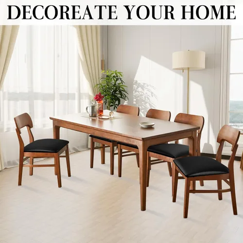 Vista 2 de Juego de 2 fundas de asiento para sillas de comedor de cuero PU, fundas impermeables para sillas de cocina, funda elástica para sillas