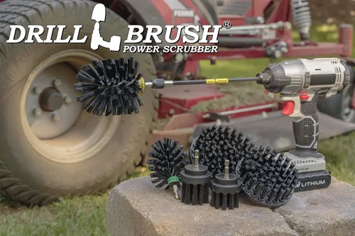 Vista 7 de Kit de limpieza de Drill Brush, cepillos con conector para taladro, ideal para limpieza de alfombras, baños, limpieza de lechadas y limpieza de Negro