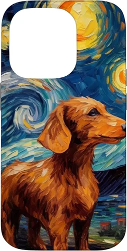 Vista 17 de Carcasa para iPhone 16 Dachshund Dog Starry Night Van Gogh Dachshund