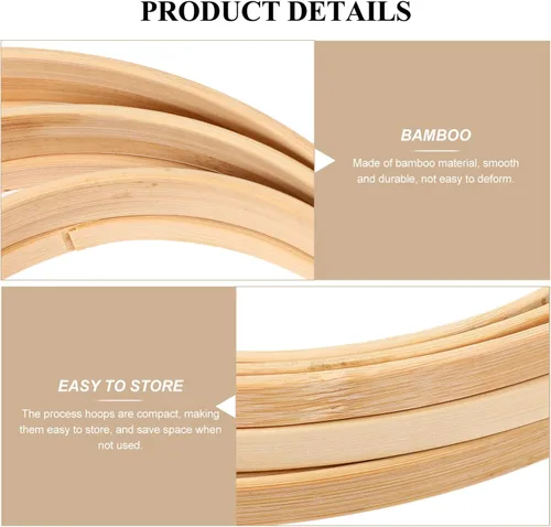 Vista 3 de Beavorty 12 piezas de madera de bambú floral para macramé, decoración de Navidad, boda, corona de Navidad, atrapasueños y manualidades para colgar