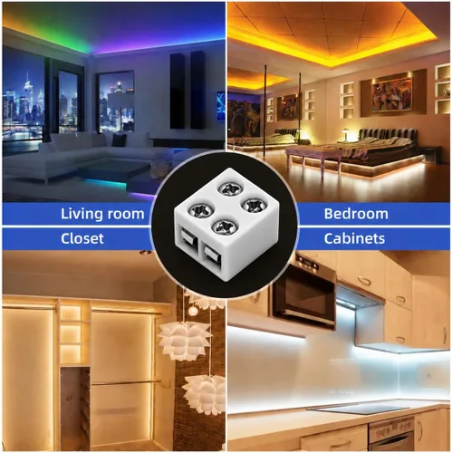 Vista 7 de 20 piezas de conectores de tira de luz LED de 2 pines de 8 mm sin soldadura, confiables y fáciles de instalar, conectores de luz LED sólidamente