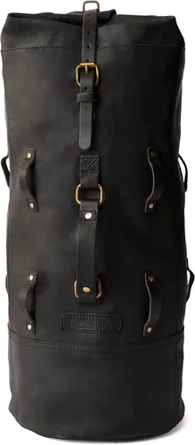 Vista 18 de Bolsa de lona para motocicleta de cuero genuino de grano completo resistente de inspiración militar Alforja Bolsa de fin de semana Con correas