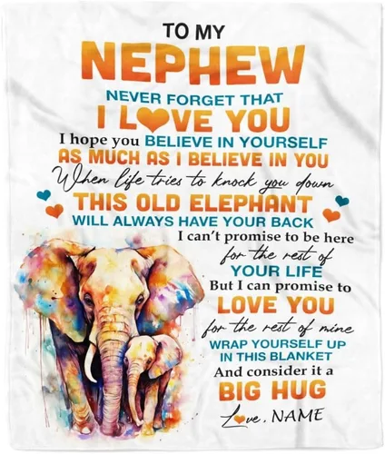 Vista 35 de Manta personalizada con texto en inglés «To My Nephew from Aunt Uncle Auntie I Love You Hugs» (texto en inglés) con texto en inglés «To My Nephew»