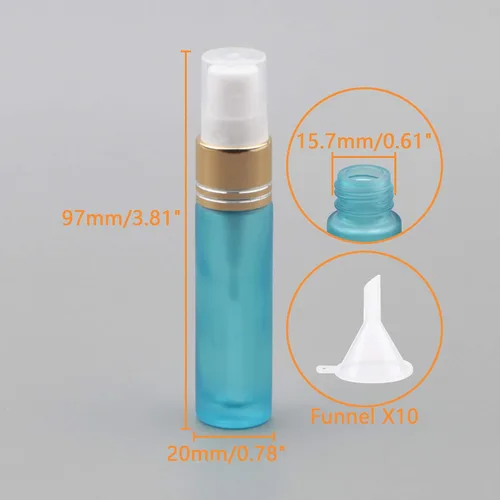 Vista 3 de Ellbest Botella de spray de vidrio recargable de 0.3 fl oz con 5 cuentagotas y 10 embudos, botella de perfume de vidrio pequeña Refillable &