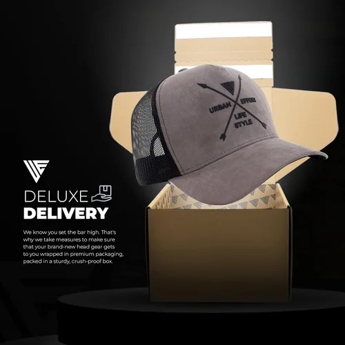 Vista 115 de Urban Effort Gorra trasera de malla, para hombres y mujeres, gorra de béisbol de 5 paneles, gran cierre a presión para caza y senderismo
