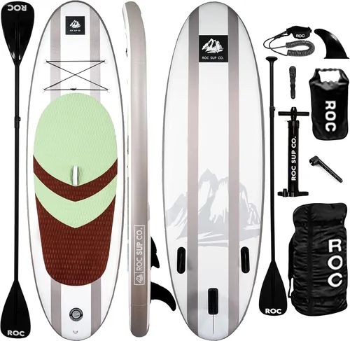 Vista 21 de Roc Inflatable Stand Up Paddle Board 10' 6" with Premium SUP Paddle Board Accessories, Wide Stable Design, Non-Slip Comfort Deck for Youth & Adults