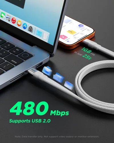 Vista 3 de Cable USB C a USB C, cable de carga rápida EPR PD3.2 de 240 W